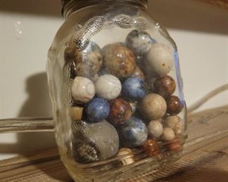 Jar of antique marbles 54 count