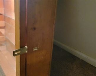 lighted wood Storage cabinet with lock latch