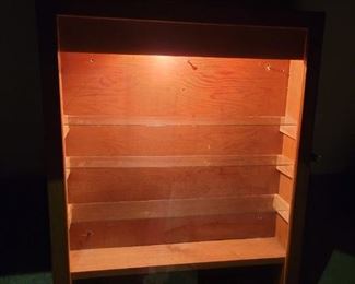 lighted wood Storage cabinet with lock latch