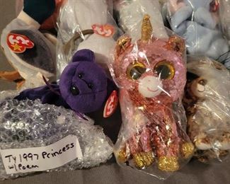 Ty Beanie Babies including a 1997 Princess Beanie 