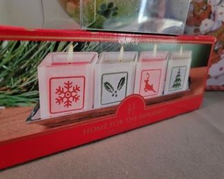 Christmas lot 9 pieces including 13 inch Standing Santa and Raggedy Ann and Andy Hallmark ornament 