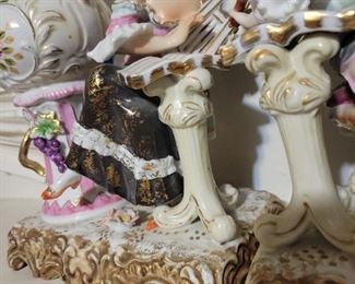 Gorgeous Porcelain Potpourri dish and  figurines 2 pcs, very ornate and complete/unbroken