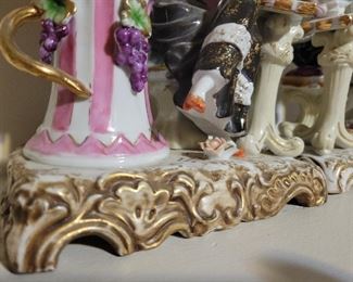 Gorgeous Porcelain Potpourri dish and  figurines 2 pcs, very ornate and complete/unbroken