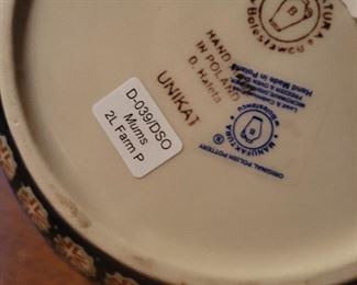 Handmade Polish pottery pitcher by D Heleta