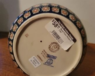 Handmade Polish pottery pitcher by D Heleta