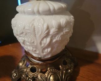 Milk glass electrified Oil lamp