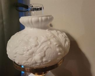 Milk glass electrified Oil lamp