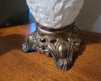 Milk glass electrified Oil lamp