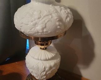 Milk glass electrified Oil lamp