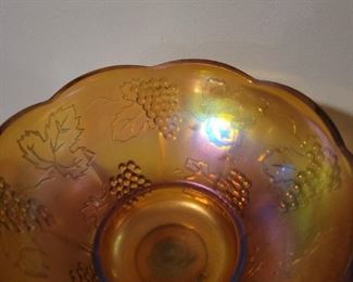 Carnival glass egg tray and candy dish