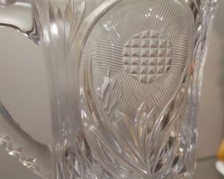 Glass lot 6 pc pitchers and flower stemware 