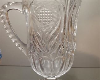 Glass lot 6 pc pitchers and flower stemware 