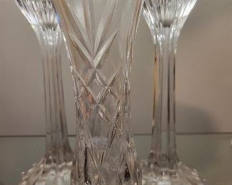 Glass lot 6 pc pitchers and flower stemware 