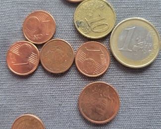 Euro coins and Canadian