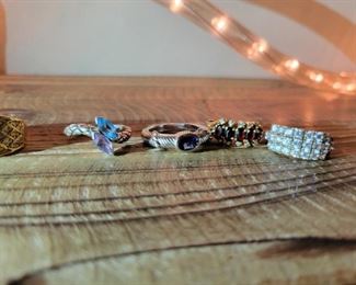 5 Sterling rings sz 7 to 8