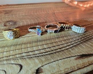 5 Sterling rings sz 7 to 8