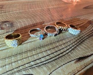 5 Sterling rings sz 7 to 8