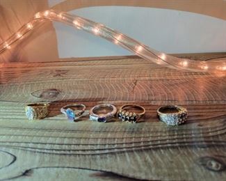 5 Sterling rings sz 7 to 8