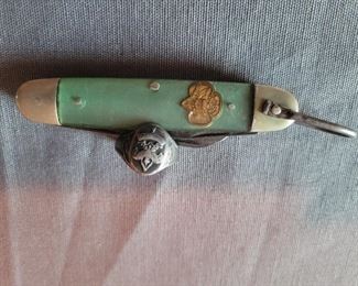 Vintage Sterling girl scout ring and girl scout knife