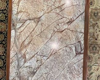 Heavy Marble , Wood & Iron Coffee Table 20 x 41 x 54in HxWxD