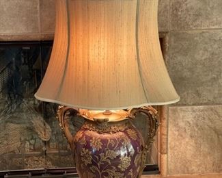 Castilian Porcelain & Bronze Table Urn Lamp Single 39 x 22 x 17in HxWxD