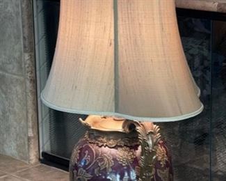 Castilian Porcelain & Bronze Table Urn Lamp Single 39 x 22 x 17in HxWxD
