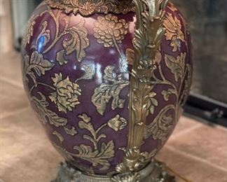 Castilian Porcelain & Bronze Table Urn Lamp Single 39 x 22 x 17in HxWxD