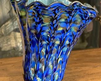 Ganglitz Glass Studio Art Glass Bowl Vase 10 x 9 x 9 HxWxD