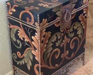 Hand Painted Trunk On Stand 25.5 x 20.5 x 12.5 HxWxD