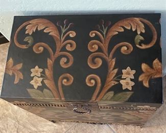 Hand Painted Trunk On Stand 25.5 x 20.5 x 12.5 HxWxD