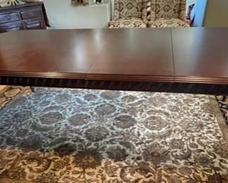 Thomasville Classic Dark Hardwood Dining Room Set Table w/ 6 Chairs Table: 30 x 44 x upholstered Chair: 45 x 27 x 24 Side Chair: 39 x 24 x 22 HxWxD