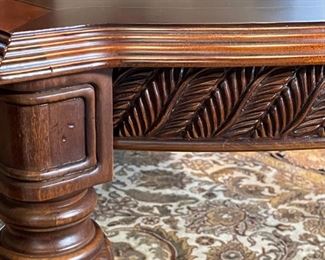 Thomasville Classic Dark Hardwood Dining Room Set Table w/ 6 Chairs Table: 30 x 44 x upholstered Chair: 45 x 27 x 24 Side Chair: 39 x 24 x 22 HxWxD