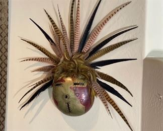Artist Made Tribal Mask Decor M Sullivan 32 x 31 x 4in HxWxD