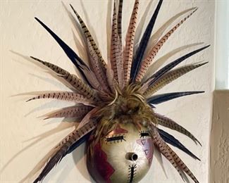 Artist Made Tribal Mask Decor M Sullivan 32 x 31 x 4in HxWxD