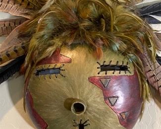 Artist Made Tribal Mask Decor M Sullivan 32 x 31 x 4in HxWxD