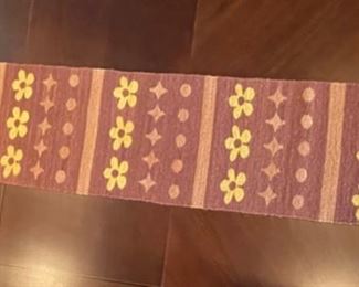 artAndes Handmade Peruvian Wool Rug Runner Flowers/Stripes/Dots 60 x 13in