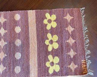 artAndes Handmade Peruvian Wool Rug Runner Flowers/Stripes/Dots 60 x 13in