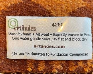 artAndes Handmade Peruvian Wool Rug Runner Flowers/Stripes/Dots 60 x 13in