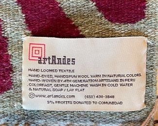 artAndes Long Runner Handmade Peruvian Wool Rug Sunflowers/Leaves 71 x 11.5in