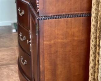 Thomasville Marble Top Dark Wood Sideboard Buffett 42 x 69 x 20in HxWxD