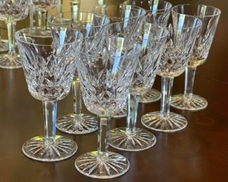 8pc Waterford Crystal Lismore Claret Wine Glasses 6oz 5.875 H x 3in Diameter