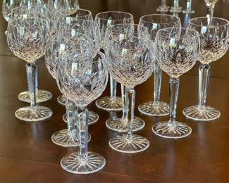 12pc Waterford Crystal Lismore Wine Hock Glasses 7.5 in H x 2.75 in Diameter Opening