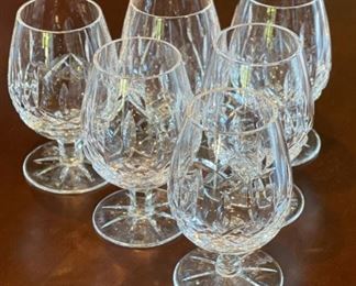 6pc Waterford Crystal Lismore Small Brandy Glasses 5oz Snifter 4.5in H x 2in Diameter