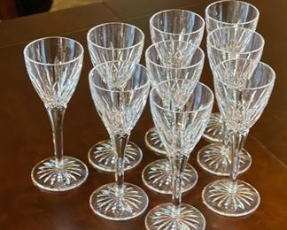 9pc Waterford Crystal Lismore Small Liqueur Cocktail/Cordial Glasses 6.5 in H x 2.5 in Diameter Opening