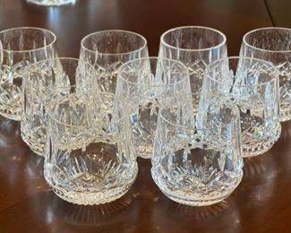 9pc Waterford Crystal Lismore Roly Poly Rocks Glasses 9oz 3.375in H x 2.75in Diameter Opening