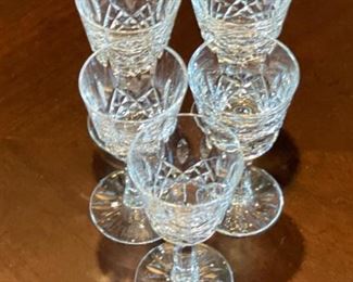 5pc Waterford Crystal Lismore Small Liqueur Sherry/Cordial Glasses 3.5 in H x 1.75 in Diameter Opening