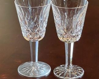 2pc Waterford Crystal Lismore White Wine Glasses 5.625 in H x 2.625 in diameter
