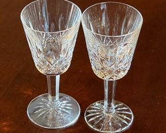 2pc Waterford Crystal Lismore White Wine Glasses 5.625 in H x 2.625 in diameter