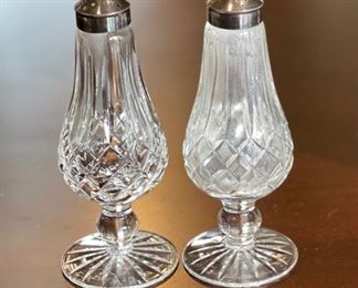 2pc Waterford Crystal Lismore Footed Salt & Pepper Shakers 6 inches high