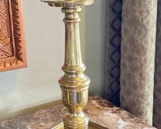2pc Maitland Smith Brass Candle Holders candlesticks Candlesticks: 16.5in H & 16.75in H